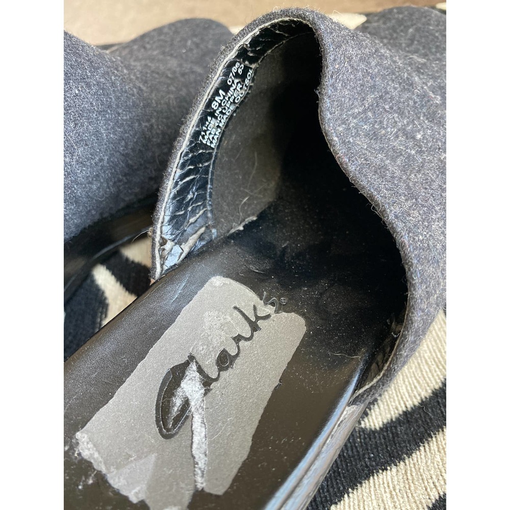 Clarks dark gray charcoal wool clogs, women's size 8 - Picture 4 of 12